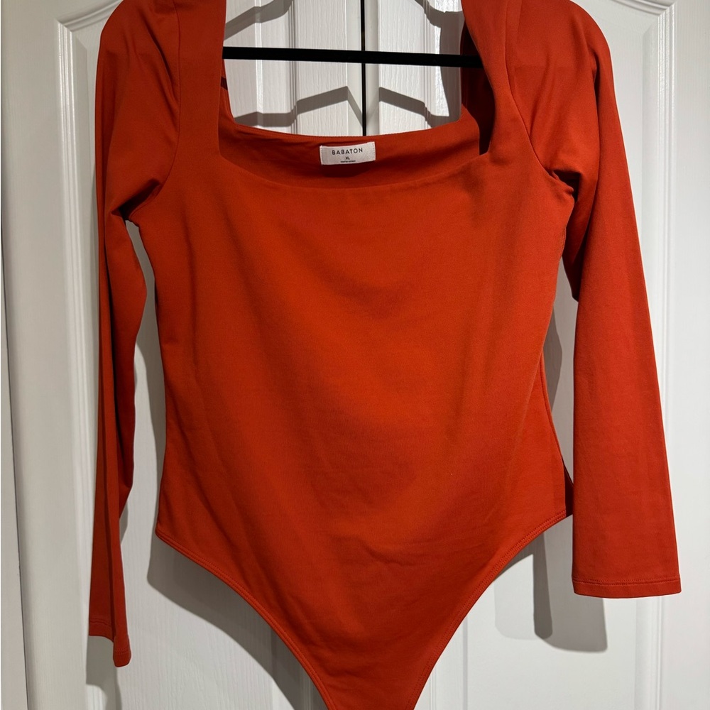 NWOT Babaton Orange Rust Long Sleeve Bodysuit